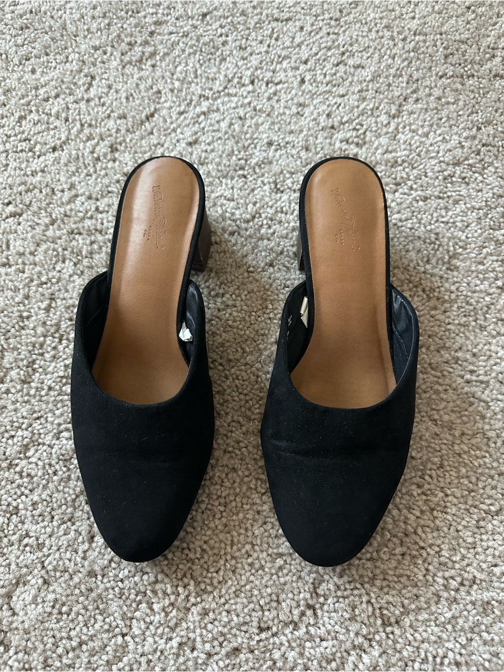 Black Suede Slip-On Mule Heels